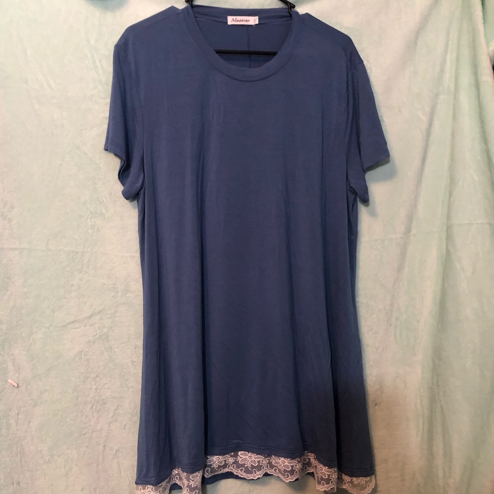 NWOT Musever 2XL periwinkle blue extra long tee